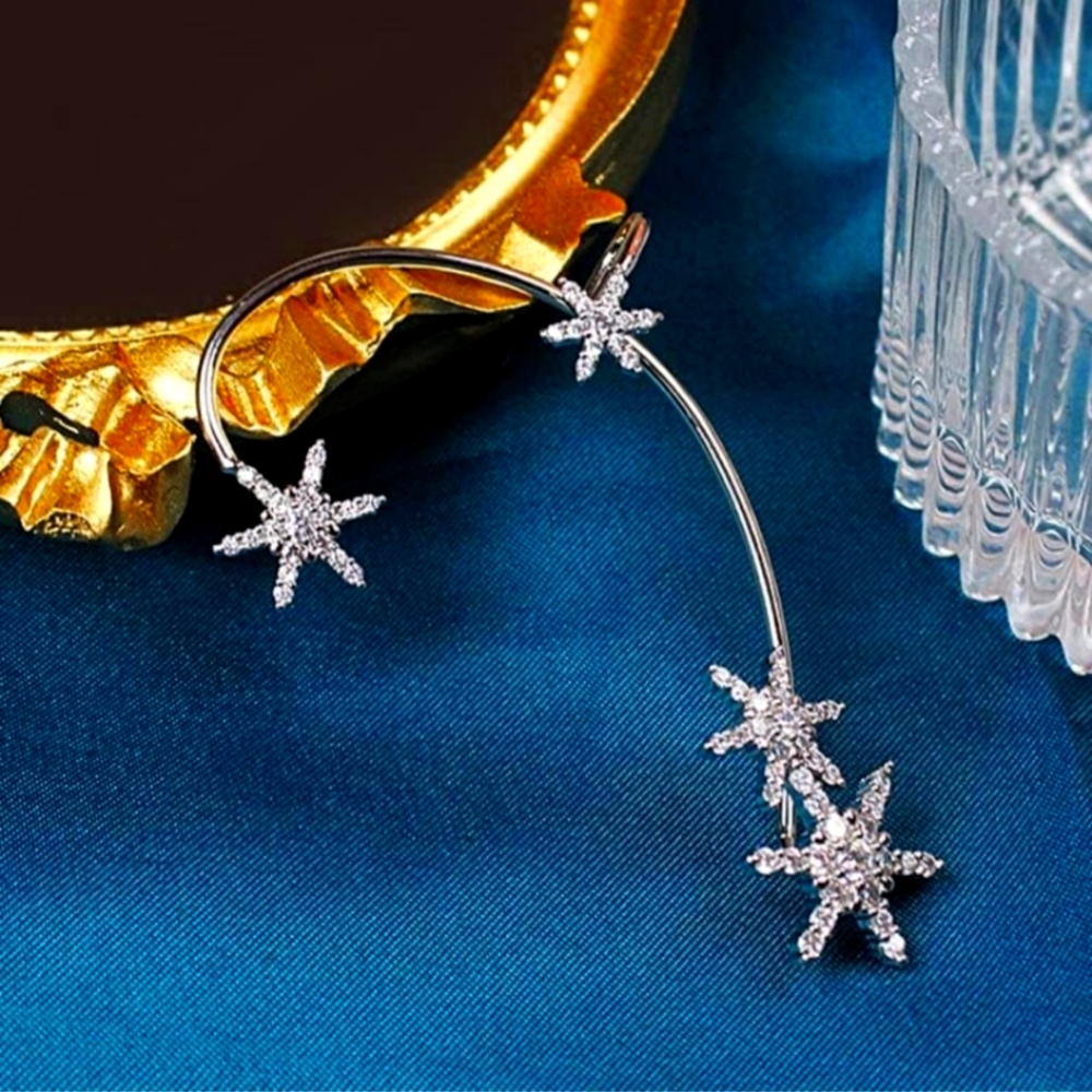 Snowflake Ear Climber Earring, Snowflake Ear Cuff Wrap Crawler